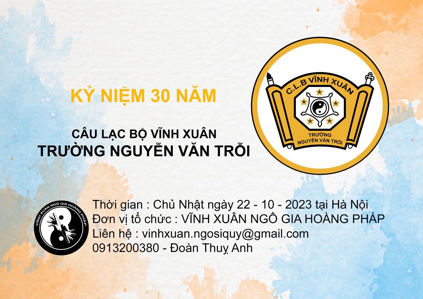 Phông nền lễ kỷ niệm 30 năm CLB Vĩnh Xuân trường Nguyễn Văn Trỗi